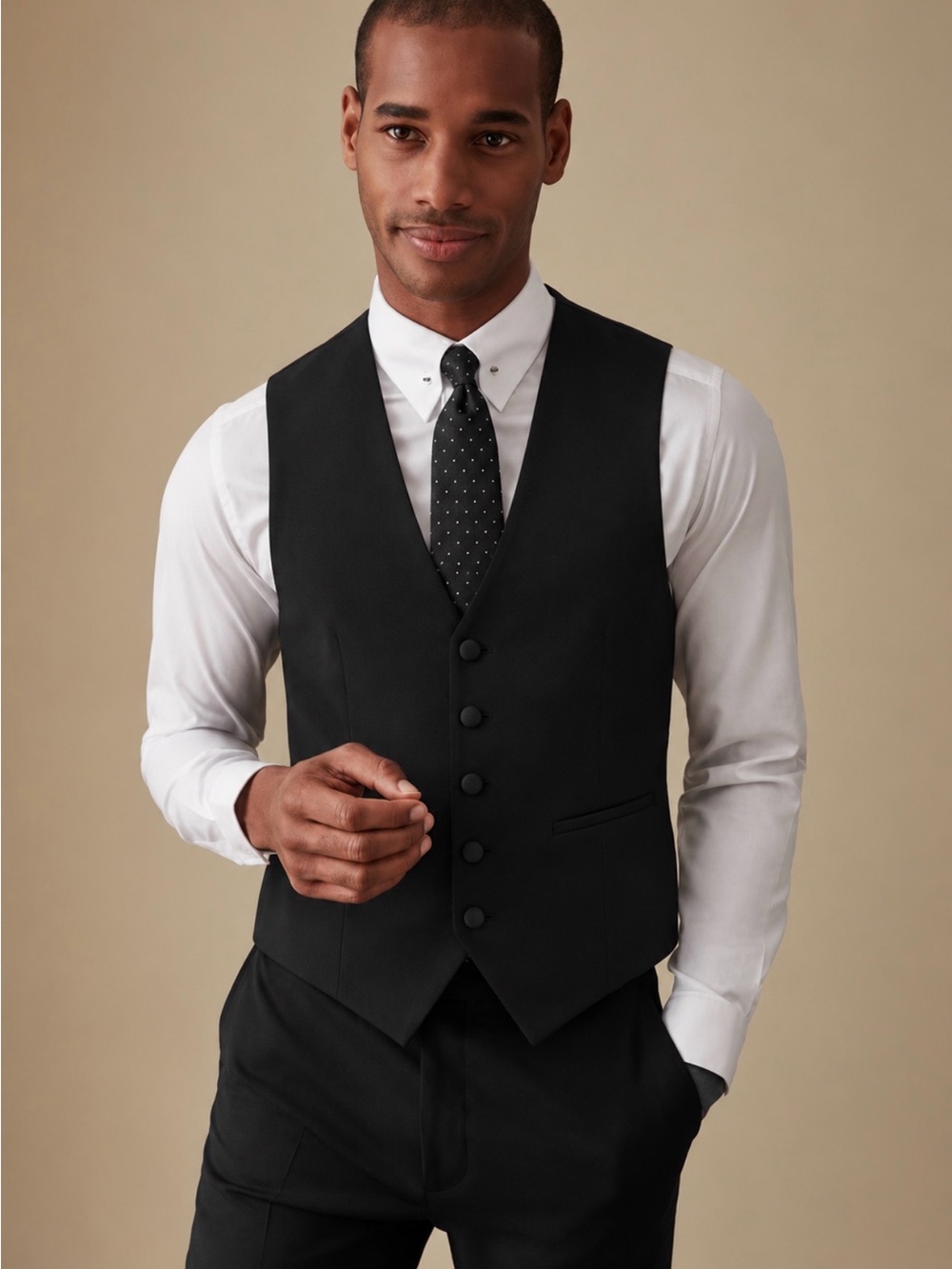 Awearness Kenneth Cole Black Wool Blend Suit Vest Small Extreme Slim Fit